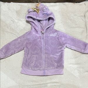 Purple Fuzzy Unicorn Hoodie for Baby Girl